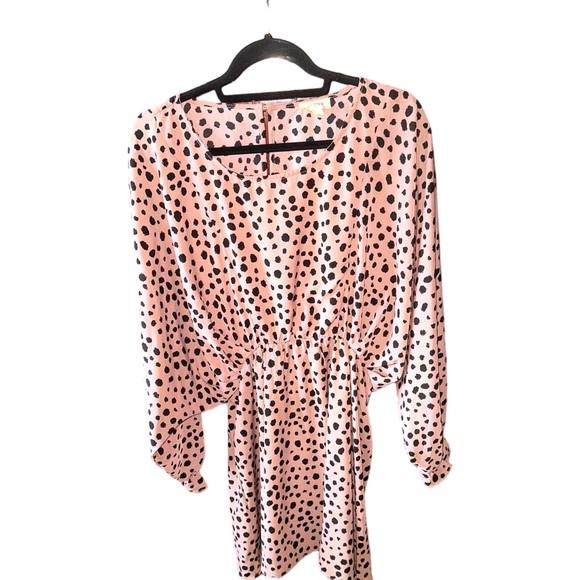 Umgee large dusty‎ pink Dalmatian dress. Worn 1X. Dolman sleeve elastic waist - Picture 3 of 10